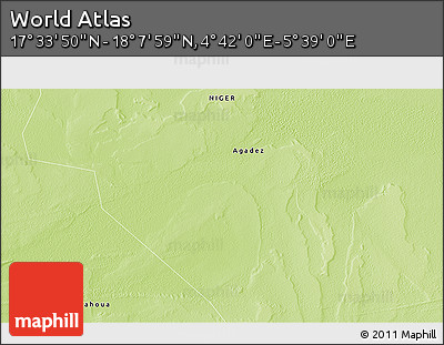 Physical 3D Map of the Area around 17° 50' 55" N, 5° 10' 30" E