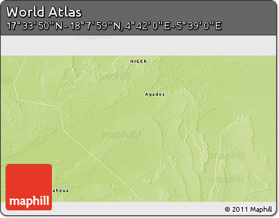 Physical 3D Map of the Area around 17° 50' 55" N, 5° 10' 30" E