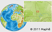 Physical Location Map of the area around 17° 50' 55" N, 5° 1' 30" W