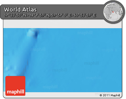 Physical 3D Map of the Area around 17° 50' 55" N, 60° 25' 29" E