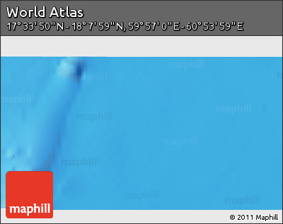 Physical 3D Map of the Area around 17° 50' 55" N, 60° 25' 29" E