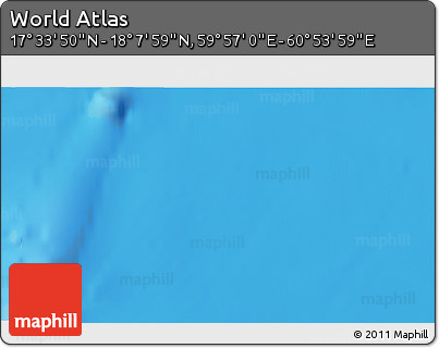 Physical 3D Map of the Area around 17° 50' 55" N, 60° 25' 29" E