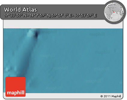 Satellite 3D Map of the Area around 17° 50' 55" N, 60° 25' 29" E