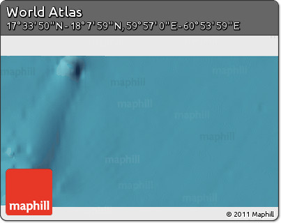 Satellite 3D Map of the Area around 17° 50' 55" N, 60° 25' 29" E