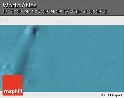 Satellite 3D Map of the Area around 17° 50' 55" N, 60° 25' 29" E