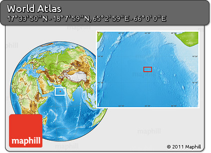 Physical Location Map of the Area around 17° 50' 55" N, 65° 31' 30" E
