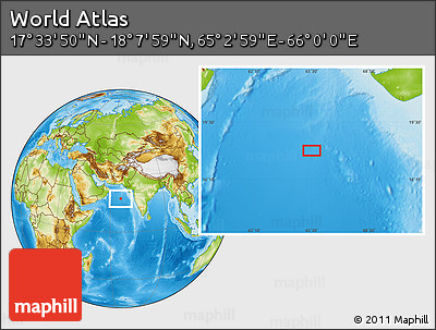 Physical Location Map of the Area around 17° 50' 55" N, 65° 31' 30" E
