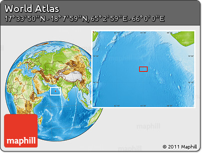 Physical Location Map of the Area around 17° 50' 55" N, 65° 31' 30" E