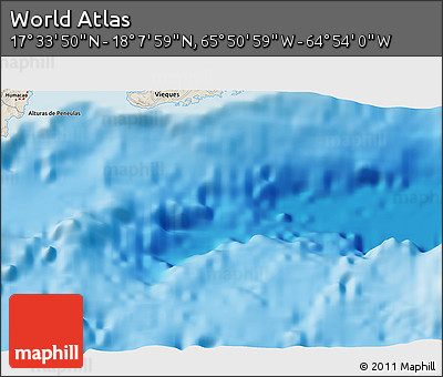 Shaded Relief 3D Map of the Area around 17° 50' 55" N, 65° 22' 30" W