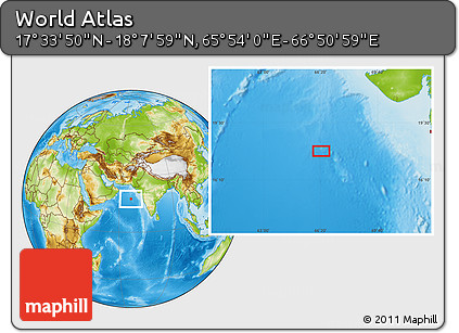 Physical Location Map of the Area around 17° 50' 55" N, 66° 22' 30" E