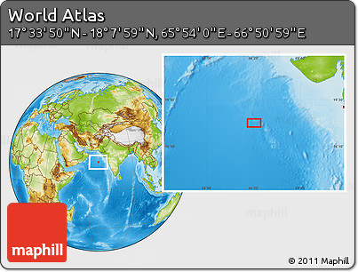 Physical Location Map of the Area around 17° 50' 55" N, 66° 22' 30" E