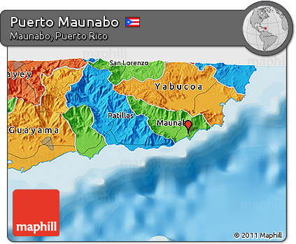 Political 3D Map of Puerto Maunabo