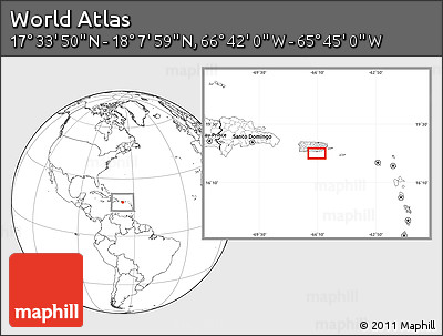 Blank Location Map of the Area around 17° 50' 55" N, 66° 13' 29" W