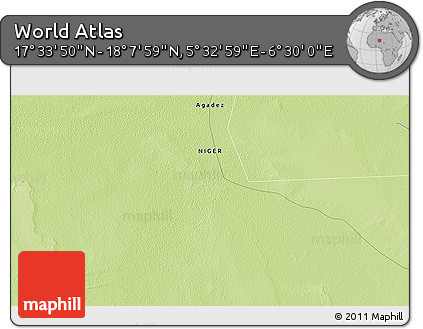 Physical 3D Map of the Area around 17° 50' 55" N, 6° 1' 30" E