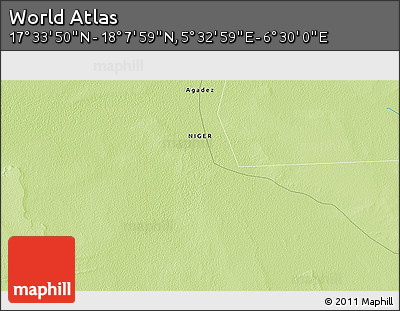 Physical 3D Map of the Area around 17° 50' 55" N, 6° 1' 30" E