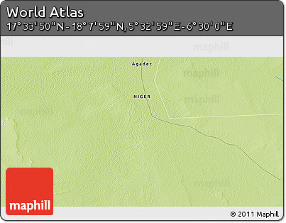 Physical 3D Map of the Area around 17° 50' 55" N, 6° 1' 30" E