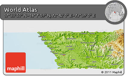 Physical Panoramic Map of the Area around 17° 50' 55" N, 73° 10' 30" E