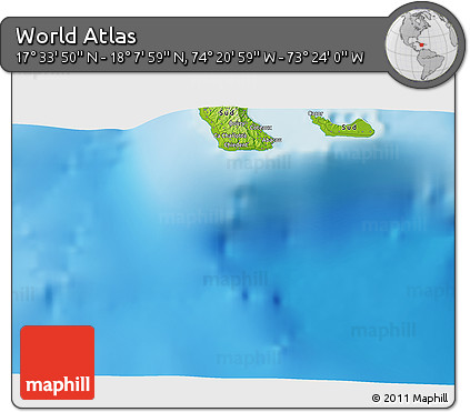 Physical 3D Map of the Area around 17° 50' 55" N, 73° 52' 30" W
