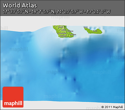 Physical 3D Map of the Area around 17° 50' 55" N, 73° 52' 30" W