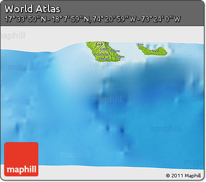 Physical 3D Map of the Area around 17° 50' 55" N, 73° 52' 30" W