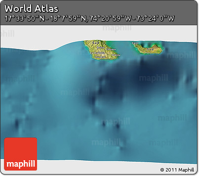 Satellite 3D Map of the Area around 17° 50' 55" N, 73° 52' 30" W