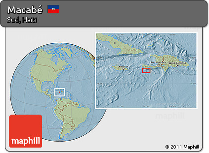 Savanna Style Location Map of Macabé, hill shading
