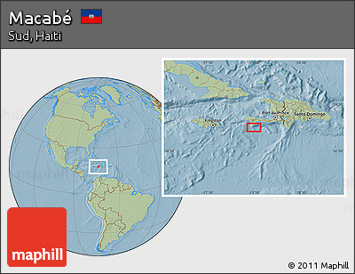 Savanna Style Location Map of Macabé, hill shading