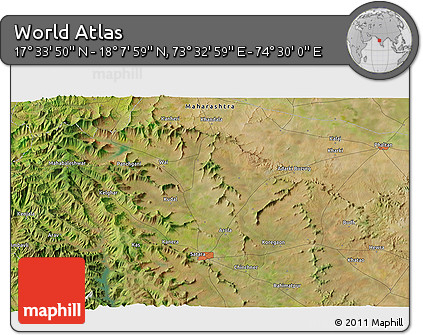 Satellite 3D Map of the Area around 17° 50' 55" N, 74° 1' 30" E