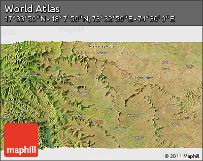 Satellite 3D Map of the Area around 17° 50' 55" N, 74° 1' 30" E