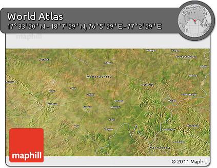 Satellite 3D Map of the Area around 17° 50' 55" N, 76° 34' 29" E