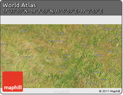 Satellite 3D Map of the Area around 17° 50' 55" N, 76° 34' 29" E
