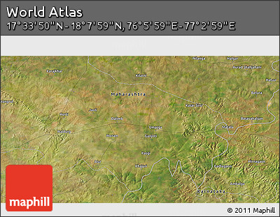 Satellite 3D Map of the Area around 17° 50' 55" N, 76° 34' 29" E