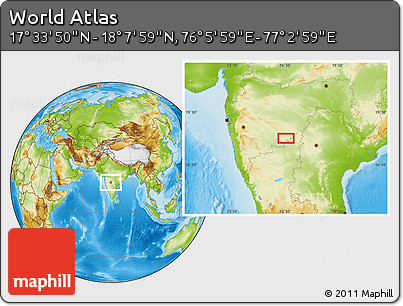 Physical Location Map of the Area around 17° 50' 55" N, 76° 34' 29" E