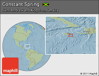 Savanna Style Location Map of Constant Spring, hill shading