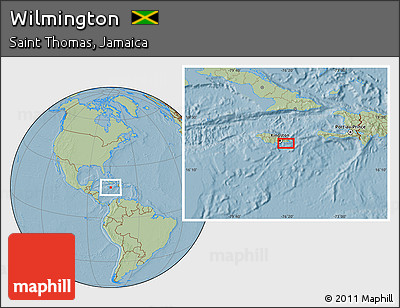 Savanna Style Location Map of Wilmington, hill shading