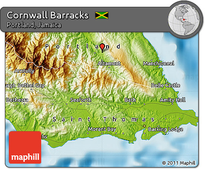 Physical Map of Cornwall Barracks