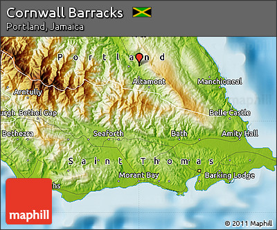 Physical Map of Cornwall Barracks