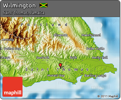 Physical Map of Wilmington