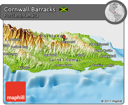 Physical Panoramic Map of Cornwall Barracks