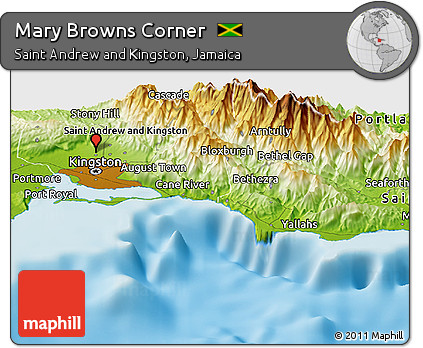 Physical Panoramic Map of Mary Browns Corner