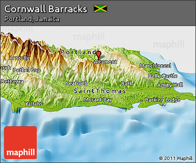 Physical Panoramic Map of Cornwall Barracks