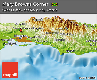 Physical Panoramic Map of Mary Browns Corner
