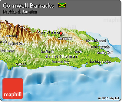 Physical Panoramic Map of Cornwall Barracks