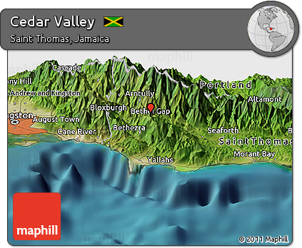 Satellite Panoramic Map of Cedar Valley