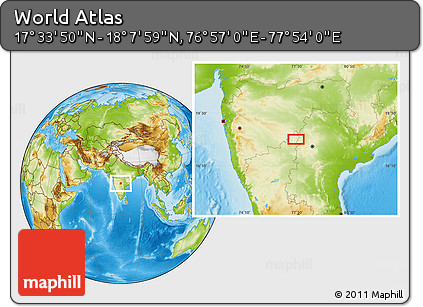 Physical Location Map of the Area around 17° 50' 55" N, 77° 25' 30" E