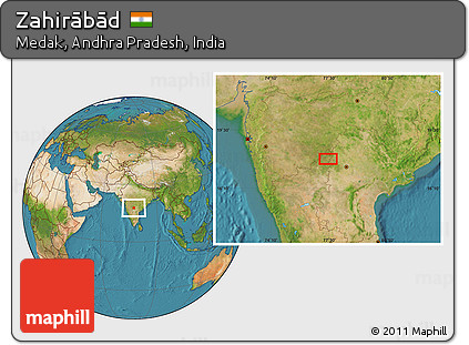 Satellite Location Map of Zahirābād