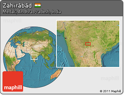 Satellite Location Map of Zahirābād