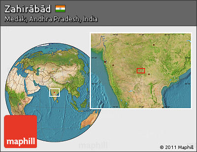 Satellite Location Map of Zahirābād