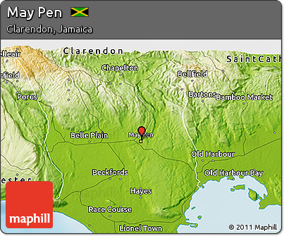 Map Of May Pen Clarendon Free Physical 3D Map Of May Pen