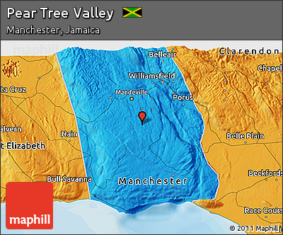 Political 3D Map of Pear Tree Valley